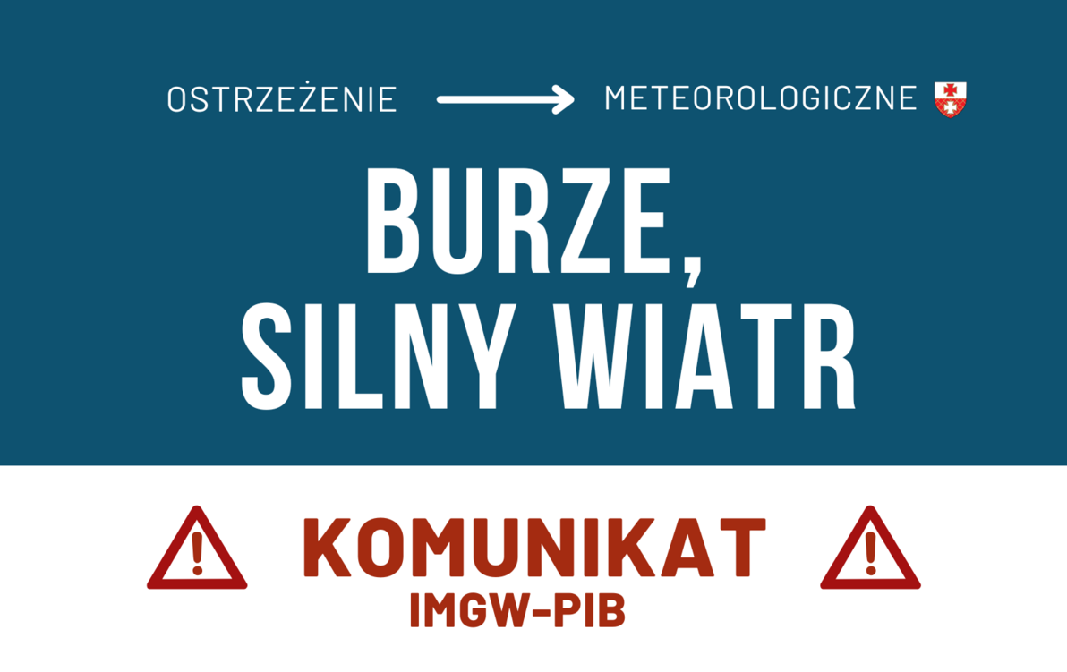 aktualność: Burze, opady, silny wiatr i możliwe wzrosty stanów wód - IMGW ostrzega